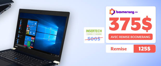 Bannière de produit pour Insertech | promo portable TOSHIBA X40-E